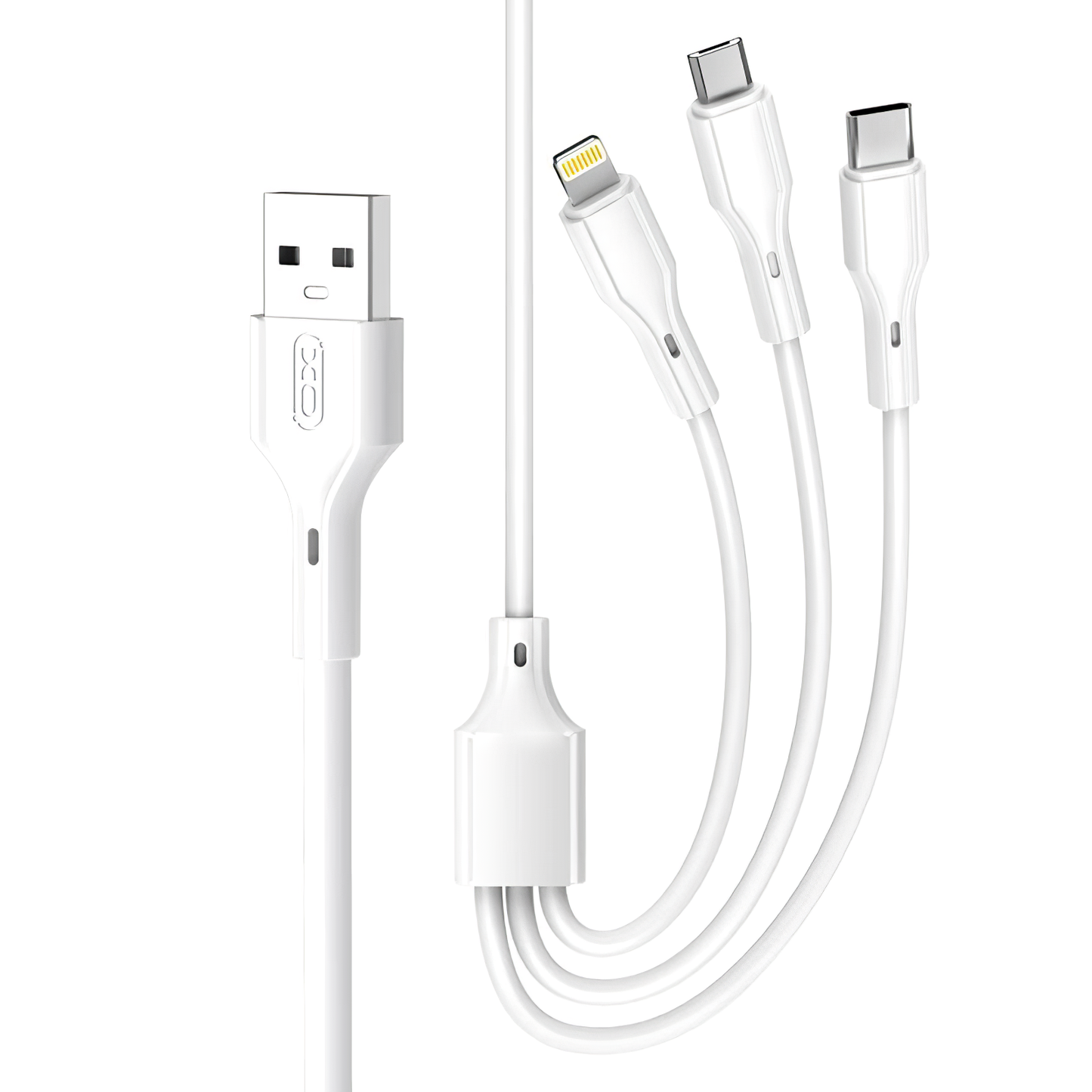 Nabíjecí kabel USB-A - Lightning / microUSB / USB-C XO Design NB230 3v1, 20W, 1m, Bílý