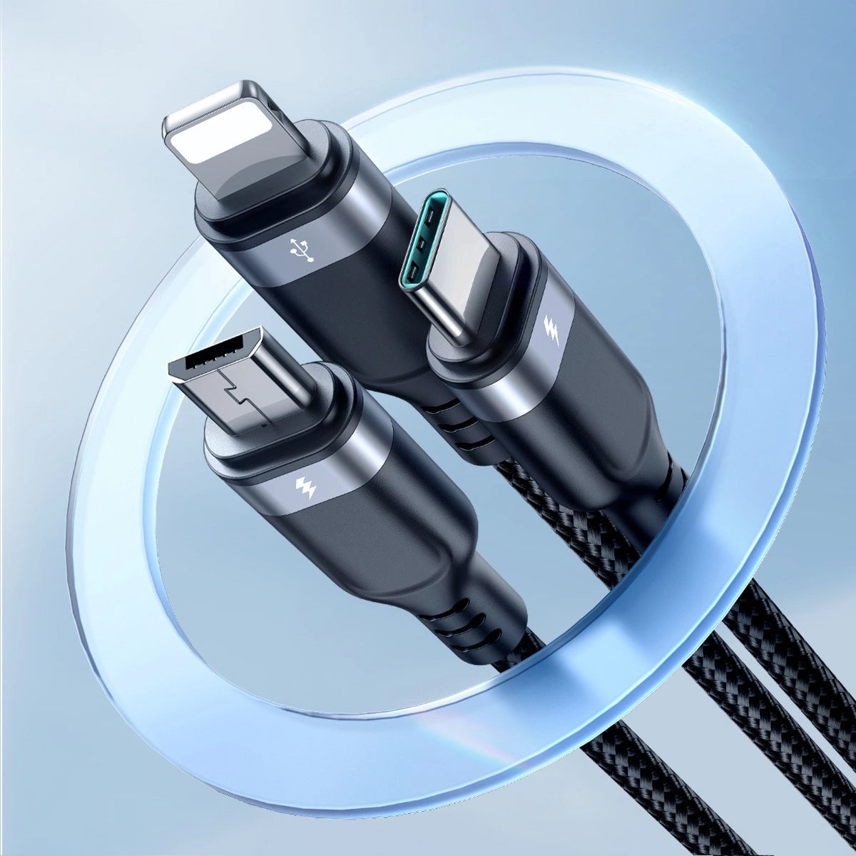 Nabíjecí kabel USB-A - Lightning / microUSB / USB-C Joyroom S-A18 3v1, 20W, 0.3m, Černý