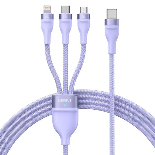 Nabíjecí kabel USB-A - Lightning / microUSB / USB-C Baseus Flash Series II 3v1, 100W, 1.2m, Fialový CASS030005