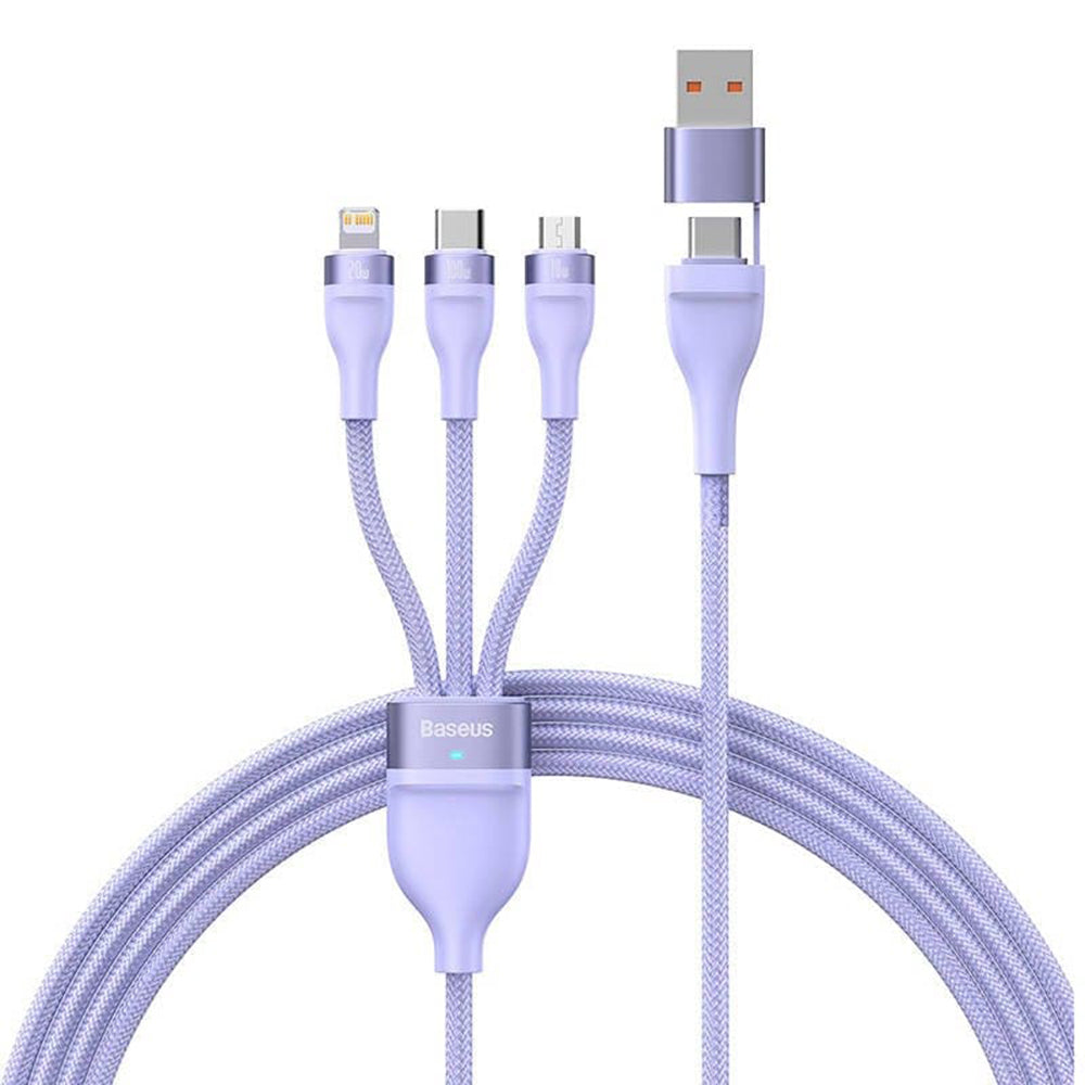 Kabel pro nabíjení USB-A / USB-C - Lightning / microUSB / USB-C Baseus Flash Series II 3in1, 100W, 1.2m, Fialový CASS030105