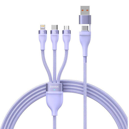 Kabel pro nabíjení USB-A / USB-C - Lightning / microUSB / USB-C Baseus Flash Series II 3in1, 100W, 1.2m, Fialový CASS030105