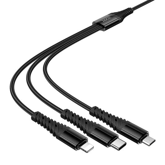 Nabíjecí kabel USB-A / USB-C - Lightning / microUSB / USB-C HOCO X123 3v1, 18W, 1m, černý