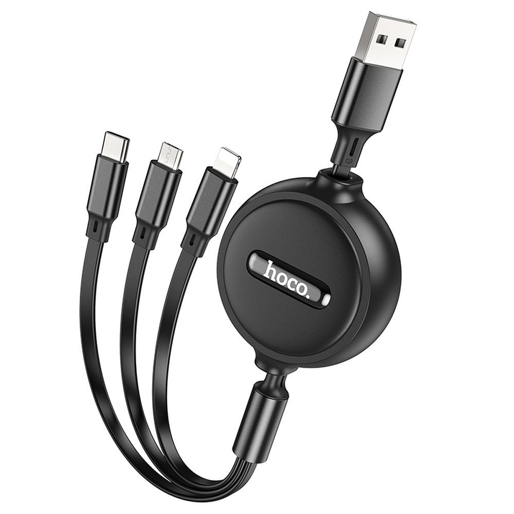 Nabíjecí kabel USB-A - Lightning / microUSB / USB-C HOCO X75 3v1, 18W, 1m, Černý