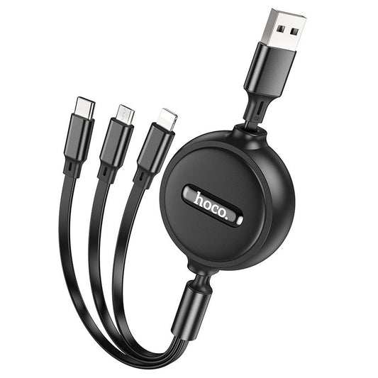 Nabíjecí kabel USB-A - Lightning / microUSB / USB-C HOCO X75 3v1, 18W, 1m, Černý