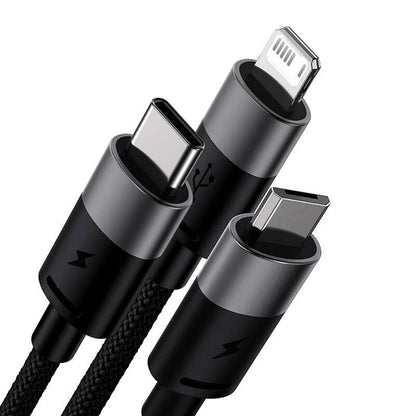 Nabíjecí kabel USB-A - Lightning / microUSB / USB-C Baseus StarSpeed 3v1, 20W, 0.6m, Černý P10319900111-00