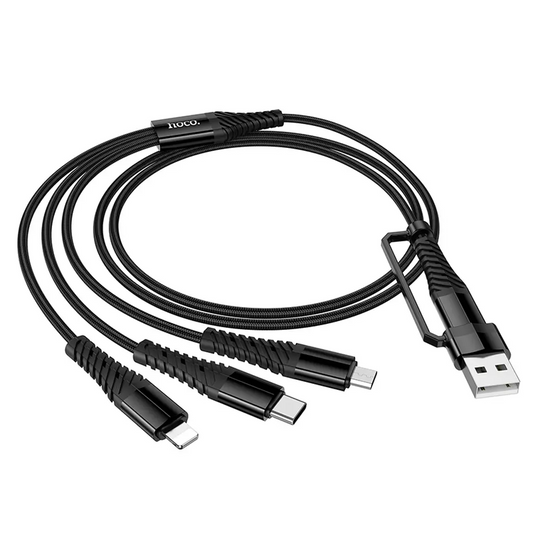 Nabíjecí kabel USB-A / USB-C - Lightning / microUSB / USB-C HOCO X123 3v1, 18W, 1m, černý
