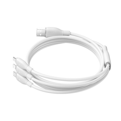 Nabíjecí kabel USB-A - Lightning / microUSB / USB-C Baseus Ultra Fast 3v1, 18W, 1,3 m, bílý P10376303211-00