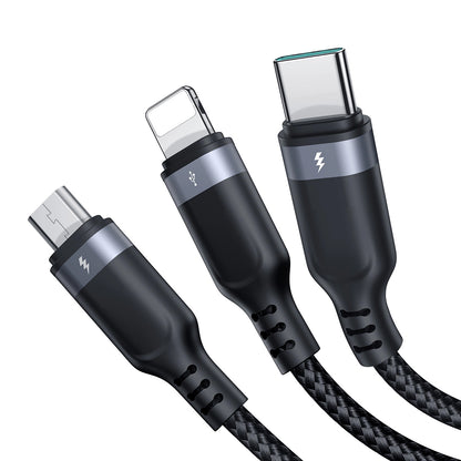 Nabíjecí kabel USB-A - Lightning / microUSB / USB-C Joyroom S-A18 3v1, 20W, 0.3m, Černý