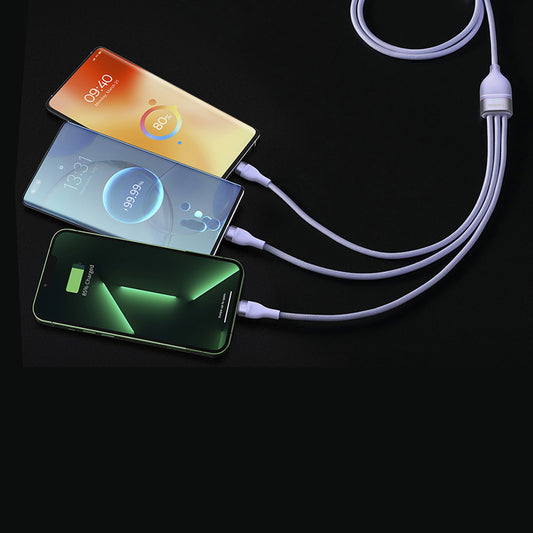 Nabíjecí kabel USB-A - Lightning / microUSB / USB-C Baseus Flash Series II 3v1, 66W, 1.2m, Fialový CASS040005