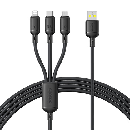 Nabíjecí kabel USB-A - Lightning / microUSB / USB-C Baseus Silky 3v1, 100W, 1.5m, Černý P10377705123-00