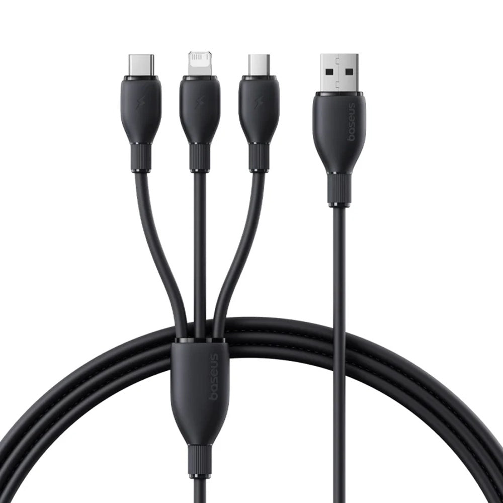 Nabíjecí kabel USB-A - Lightning / microUSB / USB-C Baseus Ultra Fast 3v1, 18W, 1.3m, Černý P10376303121-00