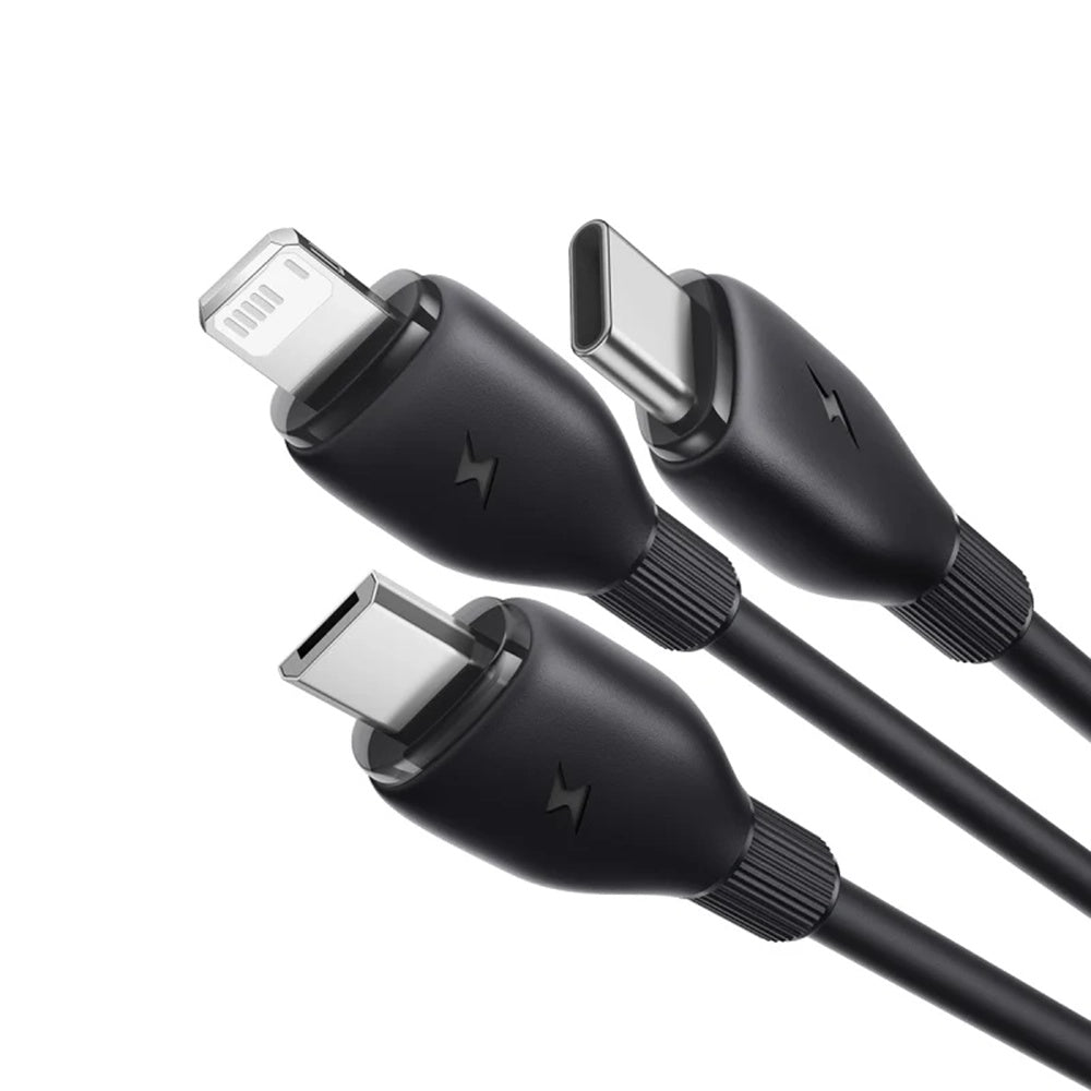 Nabíjecí kabel USB-A - Lightning / microUSB / USB-C Baseus Ultra Fast 3v1, 18W, 1.3m, Černý P10376303121-00