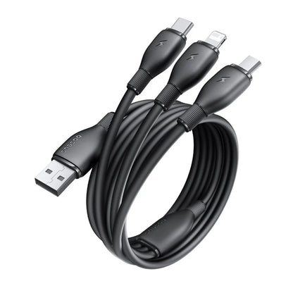 Nabíjecí kabel USB-A - Lightning / microUSB / USB-C Baseus Ultra Fast 3v1, 18W, 1.3m, Černý P10376303121-00