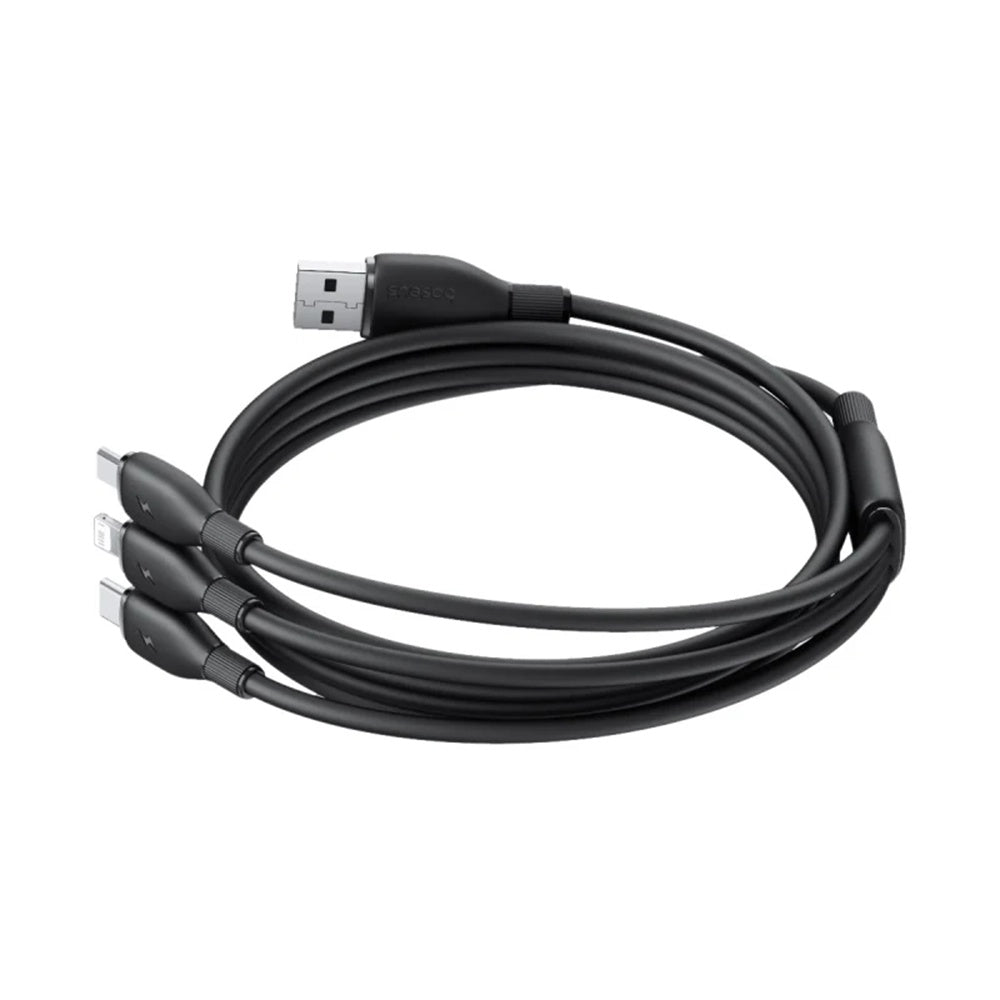 Nabíjecí kabel USB-A - Lightning / microUSB / USB-C Baseus Ultra Fast 3v1, 18W, 1.3m, Černý P10376303121-00