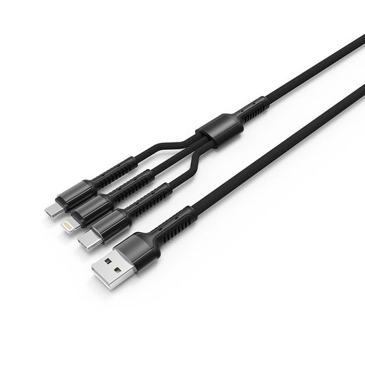 Nabíjecí kabel USB-A - Lightning / microUSB / USB-C ColorWay CW-CBU3003, 20W, 1.2m, šedý