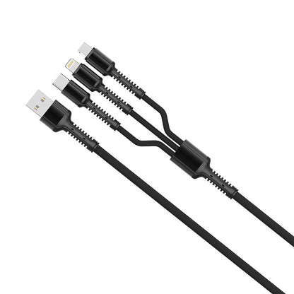 Nabíjecí kabel USB-A - Lightning / microUSB / USB-C ColorWay CW-CBU3003, 20W, 1.2m, šedý