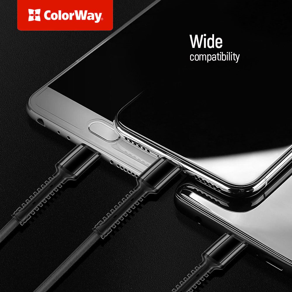 Nabíjecí kabel USB-A - Lightning / microUSB / USB-C ColorWay CW-CBU3003, 20W, 1.2m, šedý