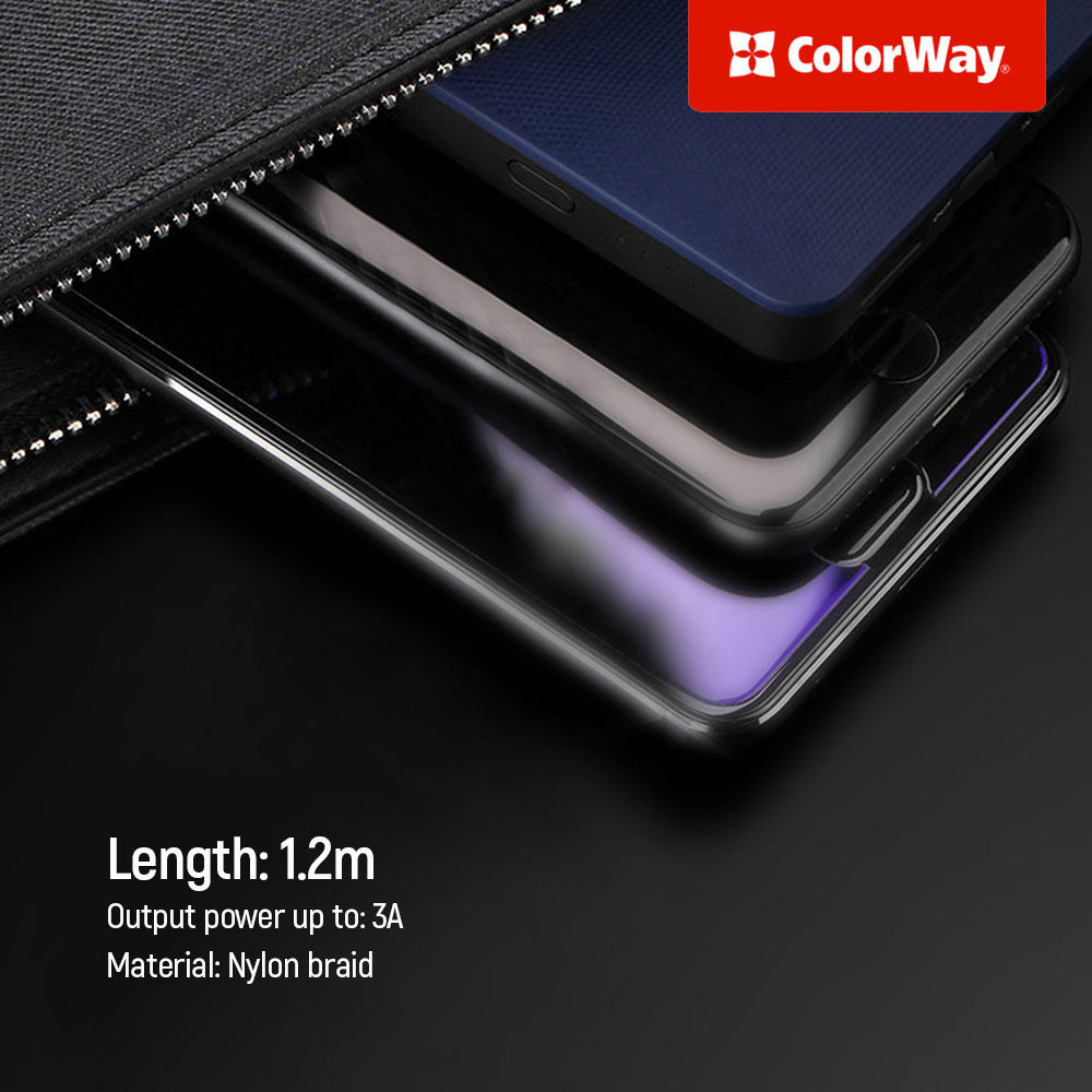 Nabíjecí kabel USB-A - Lightning / microUSB / USB-C ColorWay CW-CBU3003, 20W, 1.2m, šedý