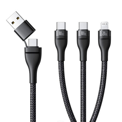 Nabíjecí kabel USB-A / USB-C - Lightning / 2 x USB-C Baseus Flash Series III 3v1, 100W, 1.5m, Černý P10377800U01-00