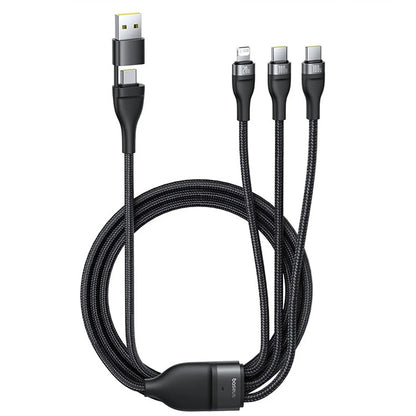 Nabíjecí kabel USB-A / USB-C - Lightning / 2 x USB-C Baseus Flash Series III 3v1, 100W, 1.5m, Černý P10377800U01-00