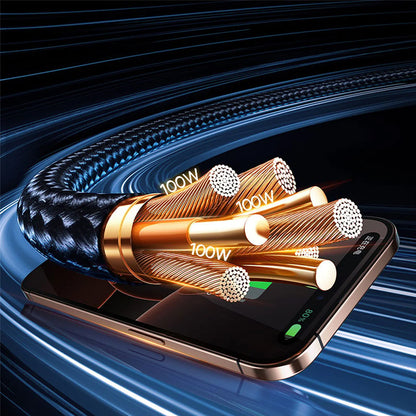 Nabíjecí kabel USB-A / USB-C - Lightning / 2 x USB-C Baseus Flash Series III 3v1, 100W, 1.5m, Černý P10377800U01-00