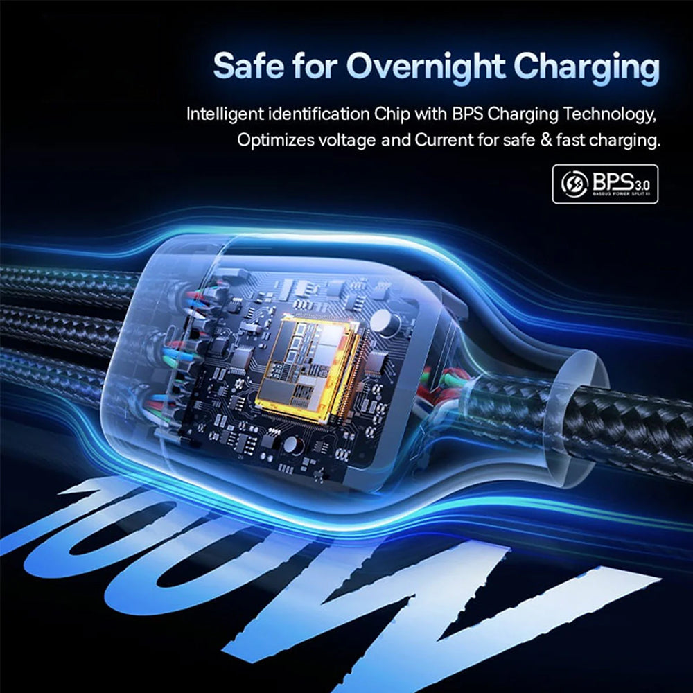 Nabíjecí kabel USB-A / USB-C - Lightning / 2 x USB-C Baseus Flash Series III 3v1, 100W, 1.5m, Černý P10377800U01-00