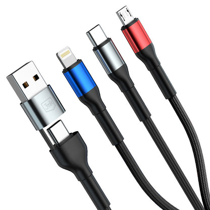 Nabíjecí kabel USB-A / USB-C - Lightning / microUSB / USB-C 3MK Hyper N, 18W, 1.2m, černý