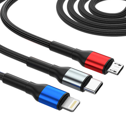 Nabíjecí kabel USB-A / USB-C - Lightning / microUSB / USB-C 3MK Hyper N, 18W, 1.2m, černý