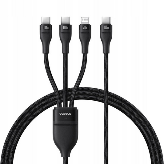 USB-C nabíjecí kabel - Lightning / 2 x USB-C Baseus Flash Series III 3in1, 100W, 1,5m, černý, znovu zabalený P10377502111-00