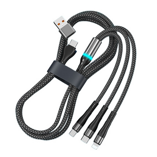 Nabíjecí kabel USB-C / USB-A - Lightning / microUSB / USB-C OEM B6, 100W, 1,2m, černý