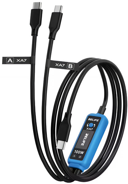 USB-C Charging Cable - 2 x USB-C Relife XA7 Display, 100W, 1.33m, Black