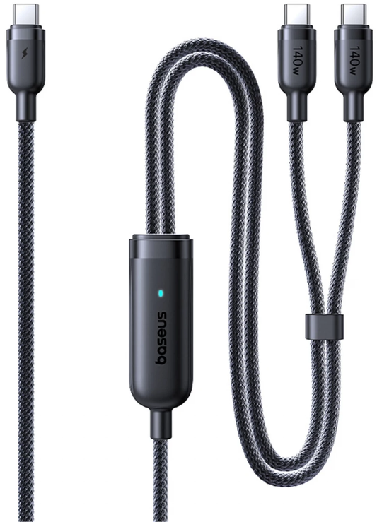 Nabíjecí kabel USB-C - 2 x USB-C Baseus Flash 4 2in1, 140W, 1,5m, černý E0426X00