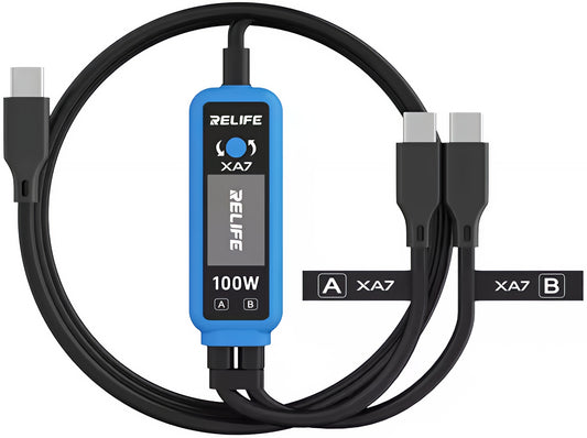 USB-C Charging Cable - 2 x USB-C Relife XA7 Display, 100W, 1.33m, Black