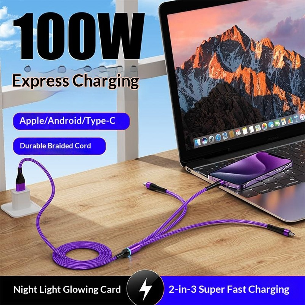 Nabíjecí kabel USB-C / USB-A - Lightning / microUSB / USB-C OEM B6, 100W, 1,2m, černý
