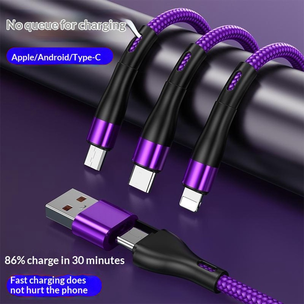 Nabíjecí kabel USB-C / USB-A - Lightning / microUSB / USB-C OEM B6, 100W, 1,2m, černý