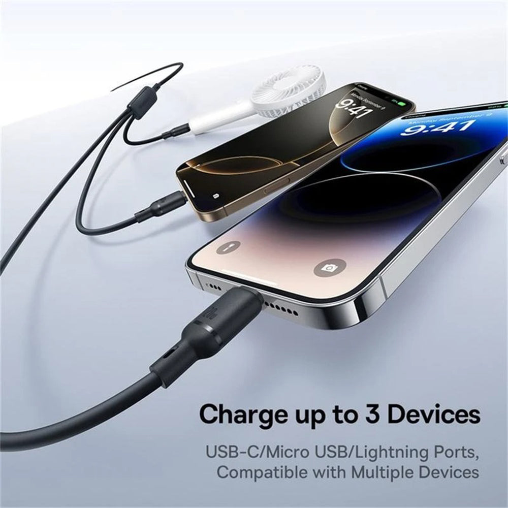 Nabíjecí kabel USB-C - Lightning / microUSB / USB-C Baseus Silky 3v1, 100W, 1.5m, Černý P10376303121-01