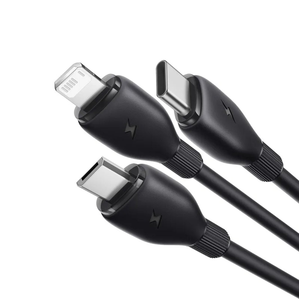 Kabel pro nabíjení USB-C - Lightning / microUSB / USB-C Baseus Ultra Fast 3v1, 20W, 0.8m, Černý P10377501111-00