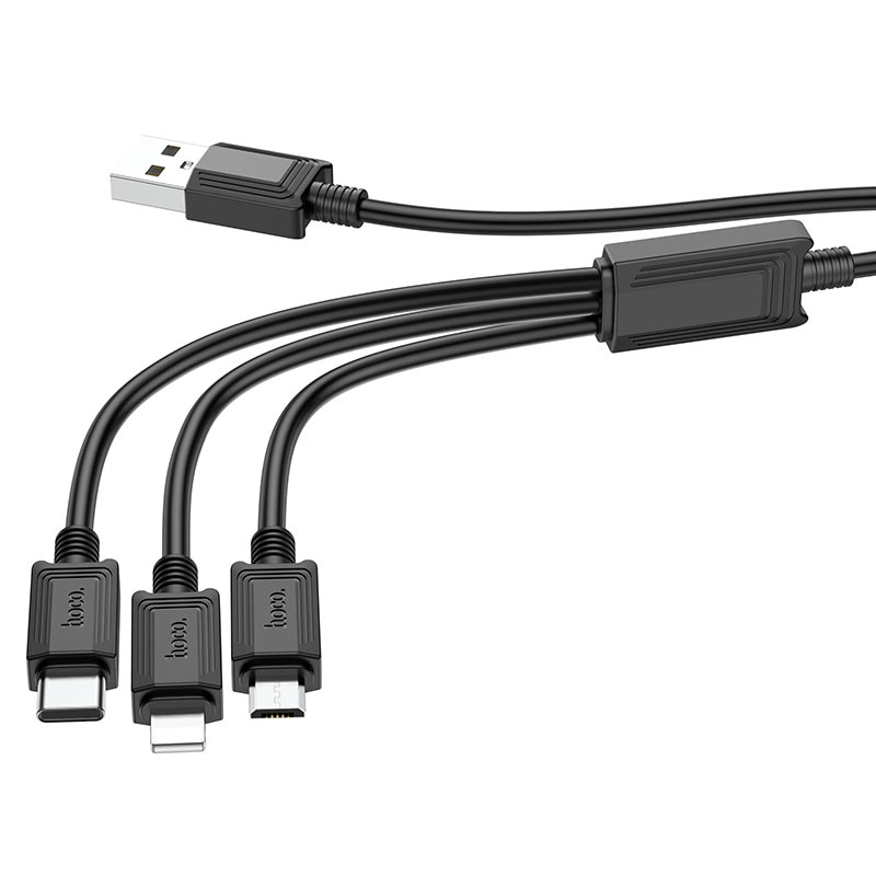 Nabíjecí kabel USB-A - Lightning / microUSB / USB-C HOCO X74 3v1, 18W, 1m, Černý