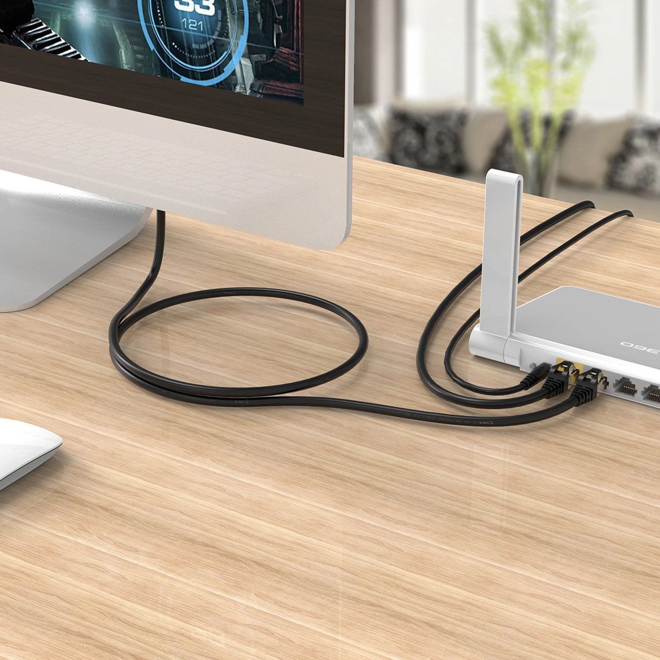 Síťový kabel Orico PUG-C7, UTP, Cat7, 1m, černý