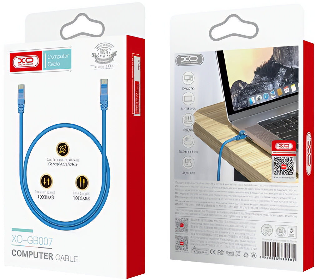 Síťový kabel XO Design GB007, UTP, Cat6, 1m, Modrý