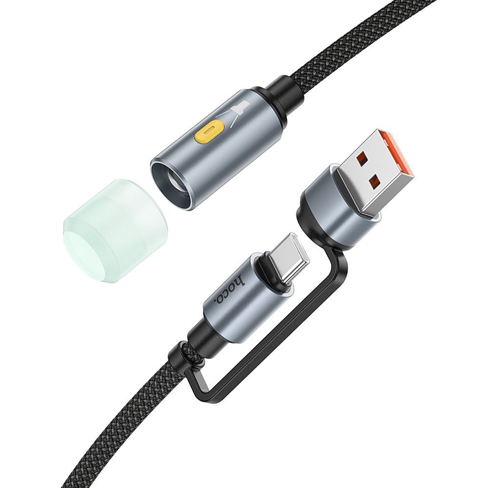 Kabel Led HOCO UA38C, USB-C / USB-A, 0,3m, černý