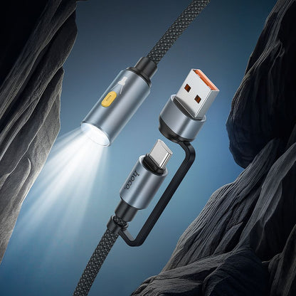 Kabel Led HOCO UA38C, USB-C / USB-A, 0,3m, černý