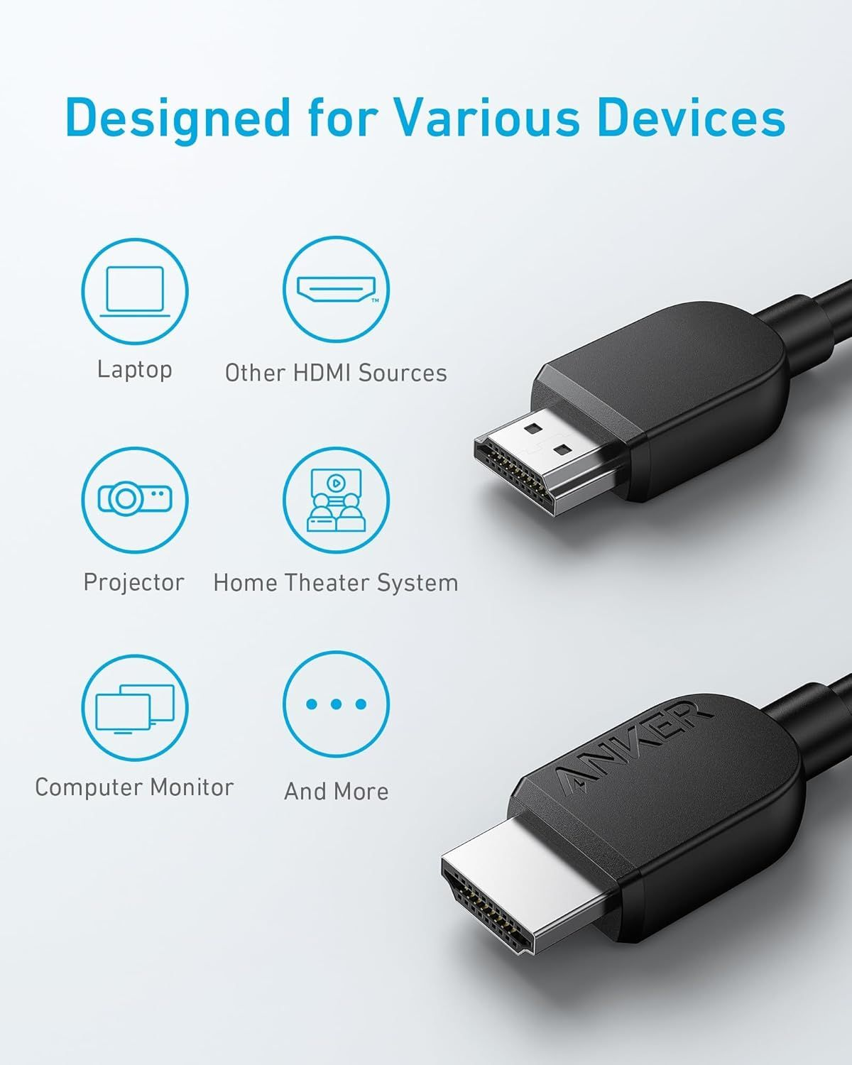 Video kabel Anker, HDMI - HDMI, 8K, 1.8m, Černý A8742011