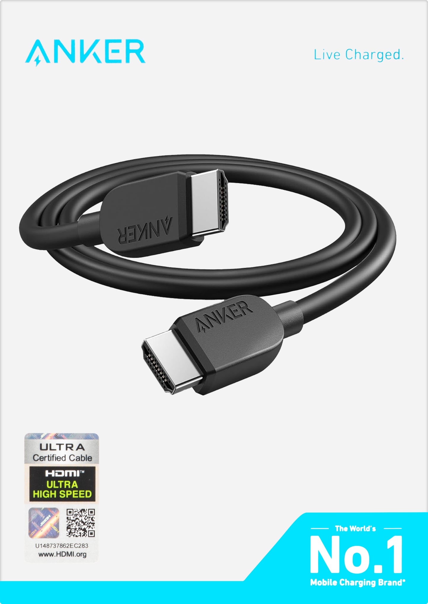Video kabel Anker, HDMI - HDMI, 8K, 1.8m, Černý A8742011