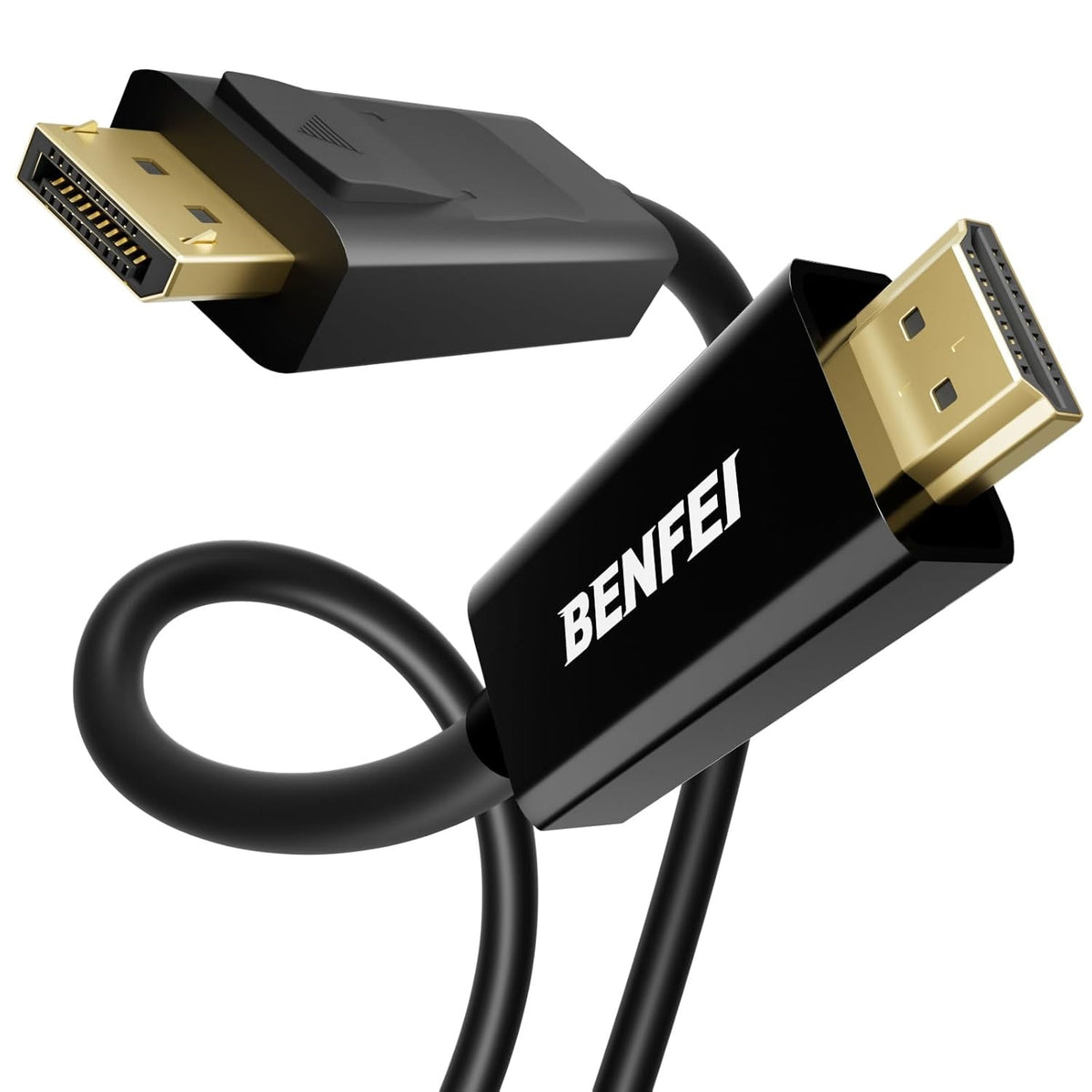 Benfei Video Kabel, DisplayPort - HDMI, 4K, 1,8 m, Černý