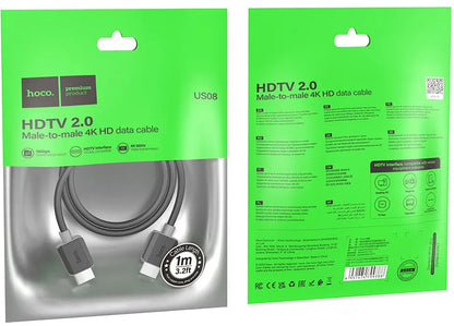Video kabel HOCO US08, HDMI - HDMI, 4K, 1m, Černý