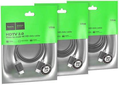 Video kabel HOCO US08, HDMI - HDMI, 4K, 1m, Černý