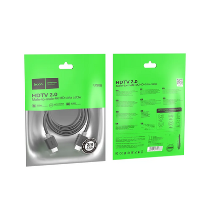 Video kabel HOCO US08, HDMI - HDMI, 4K, 2m, černý