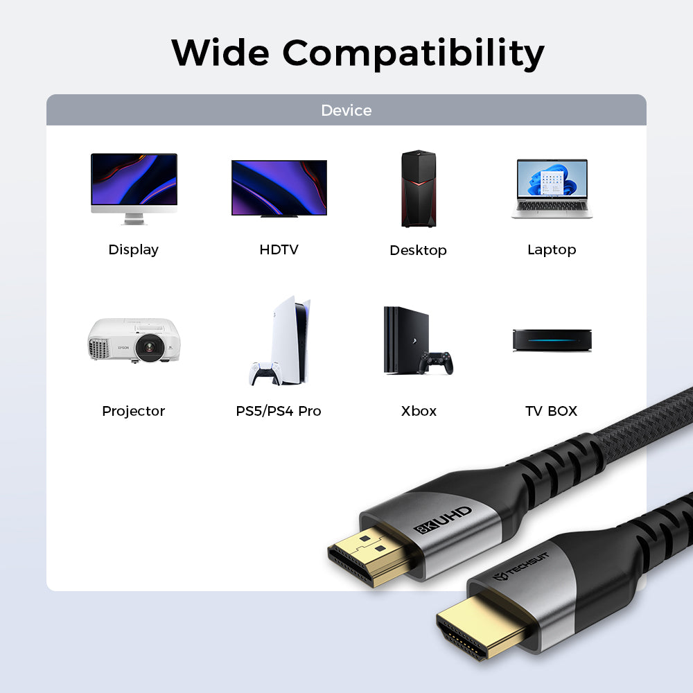 Video kabel Techsuit NexusVision Pro CX3, HDMI - HDMI, 8K, 2m, Šedý