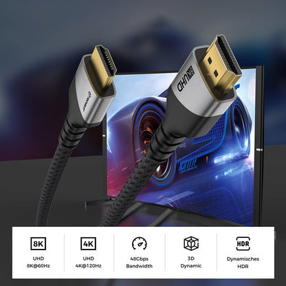 Video kabel Techsuit NexusVision Pro CX3, HDMI - HDMI, 8K, 2m, Šedý